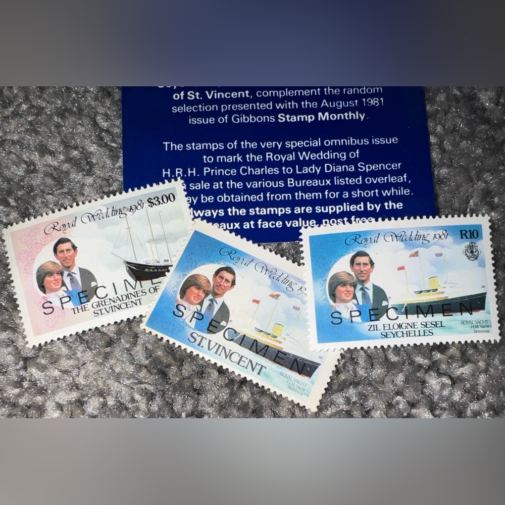 $15 ROYAL WEDDING THREE PIECE STAMP SET. VINTAGE. $15 if bundled - Picture 7 of 14